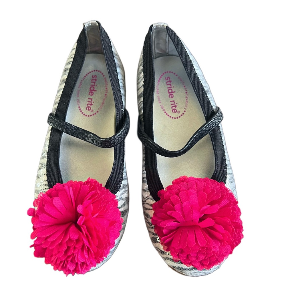 Stride Rite Girls' Pink Pom Ballet Flats Sz 9.5